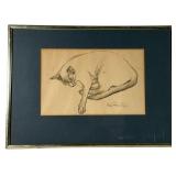 Mary Catherine Wiggins Cat Ink Wash Drawing