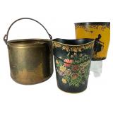 Three Vintage Metal and Brass Pails