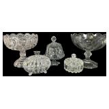 Assortment of Heisey Pressed Glass Vessels