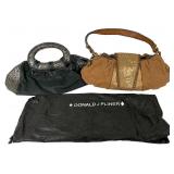 Two Vintage Donald J Pliner Leather Handbags