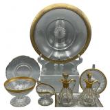 An Assortment of Gold-Trimmed Glass Tableware