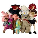 Assortment of Character Dolls and Plush Toys