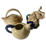 Trio of Ceramic Animal and Studio Pottery Vessels
