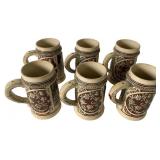 Set of Six German Relief Beer Steins