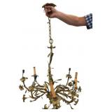 Ten-Light Gilt Metal Botanical Chandelier