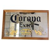 Corona Extra Bar Mirror with Wood Frame