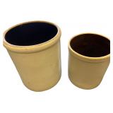 Two American Stoneware Crown Stenciled Crocks