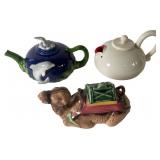 Trio of Figural Ceramic Teapots