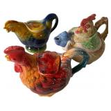 Three Vintage Ceramic Novelty Fowl Teapots