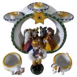 Czech Ceramic Nativity Group and Figural Vessels