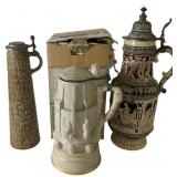 Trio of German Stoneware Beer Steins