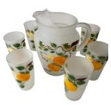 Frosted Glass Pitcher and Six Tumbler Set
