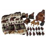 Set of Rustic Bear Bathroom Decor and Figurines