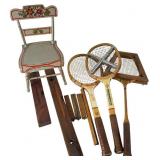 Vintage Tennis Rackets, Levels, and Rulers