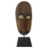 Hand-Carved Polychrome Mask on Stand