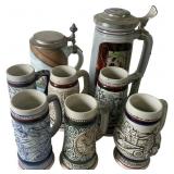 Eight Avon and Sandizell Beer Steins