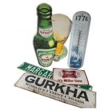 Assortment of Beer and Tobacco Advertising Signs