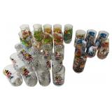 Twenty-eight vintage promotional drinking glasses