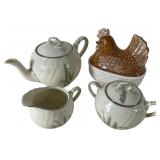 Epiag Czechoslovakia Tea Set and Japanese Hen Dish