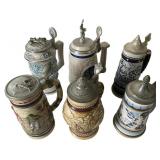 Six Assorted Ceramic Beer Steins