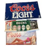 Five Vintage Coors, Budweiser and Beck's Signs