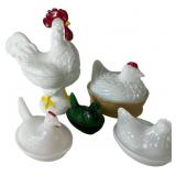 Group of Assorted Glass Hen and Rooster Dishes