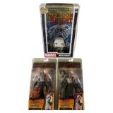 Three Marvel and God of War Action Figures