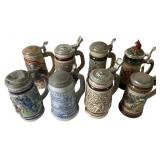An Assortment of Eight Commemorative Steins