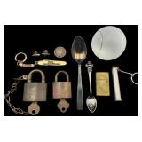 Group of Vintage Metal Ware and Glass Curios