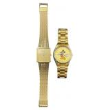 Two Seiko Gold-Tone Quartz Wristwatches