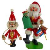 Two West German Wooden Santa Claus Smokers