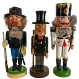 Three German Erzgebirge Wooden Nutcrackers