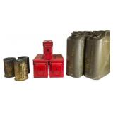 US Military Fuel Cans, Ammo Boxes, and Shells