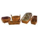 5 Assortment of Longaberger Handwoven Baskets