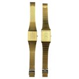 Two Vintage Seiko Gold Tone Quartz Wristwatches