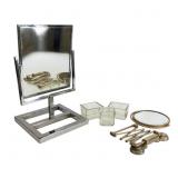 F & R Display Chrome and Brass Mirror Group