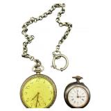Two Antique Pocket Watches with Chain