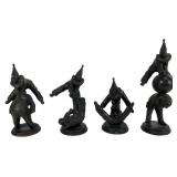 Four Bronze Acrobatic Clown Figurines