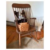 Windsor Style Rocking Chair with Shelves and Baske