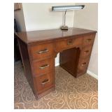 Mahogany Seven Drawer Kneehole Desk c. 1940