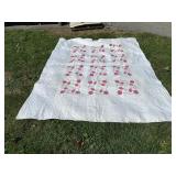 Floral Appliquï¿½ Hand-Quilted Cotton Bedcover