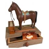 Harold Kistler Carved Horse & Twine Dispenser