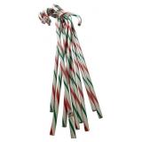 Set of Eight Large Plastic Candy Cane Decorations