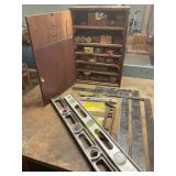 Assortment of Vintage Layout Tools and Cabinet