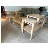 Mid-Century Chinoiserie Oak Occasional Table Set