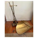 Brass Fireplace Tool Set with Stand and Log Hod