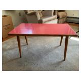 Mid-Century Modern Red Cracked Ice Coffee Table