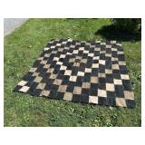 Large Hand-Stitched Patchwork Quilt Top, 6'6' x 6