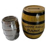 Two Vintage Barrel-Shaped Still Banks