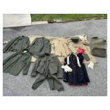 Grouping of military jackets, uniforms, and a